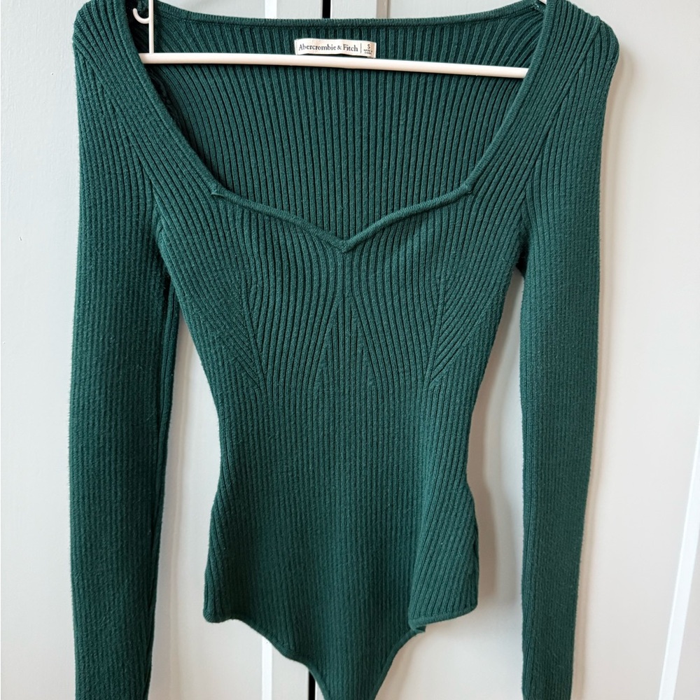Abercrombie Green bodysuit sweater in Cotton